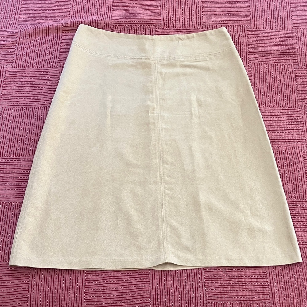 George women’s size 12 microsuede Tan below the knee midi Skirt